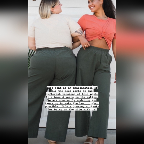 Free Label Loretta Wide Leg Pants Cotton Crepe Green L - Picture 5 of 7